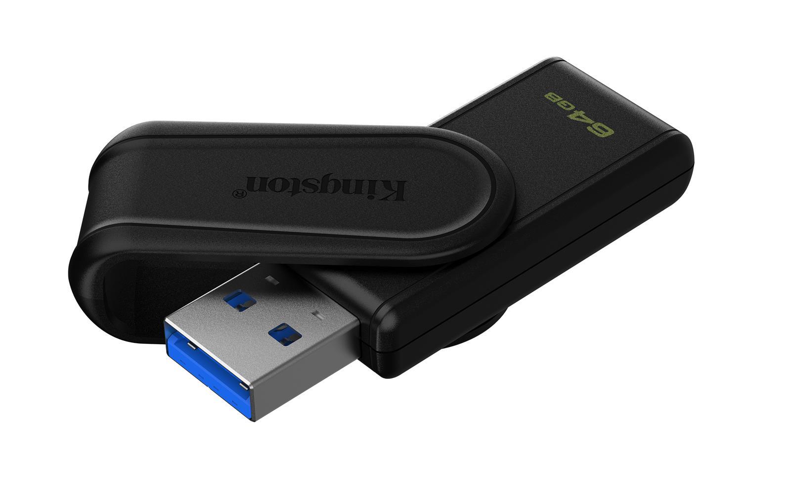 Kingston DTXS-64GB 64GB Portable USB 3.2 Gen1 DataTraveler ExodiaS (Black-Black) Flash Bellek