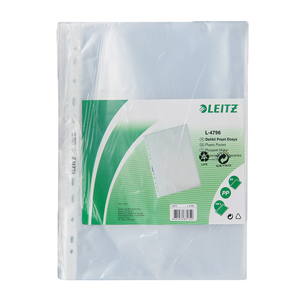 Leitz Poşet Dosya 100 LÜ A4 Şeffaf Buzlu 4796