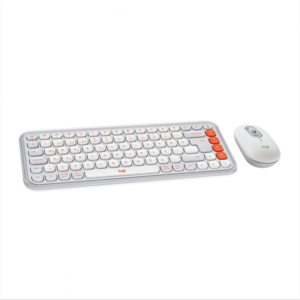 Logitech Pop Icon Combo 920-013076 Beyaz Kablosuz Klavye Mouse Seti