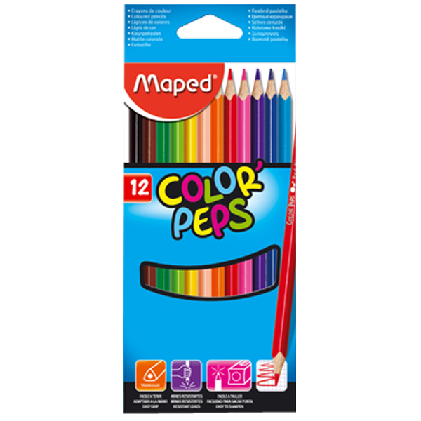 Maped Kuru Boya Karton Kutu Tam Boy Üçgen 12 Renk 183212