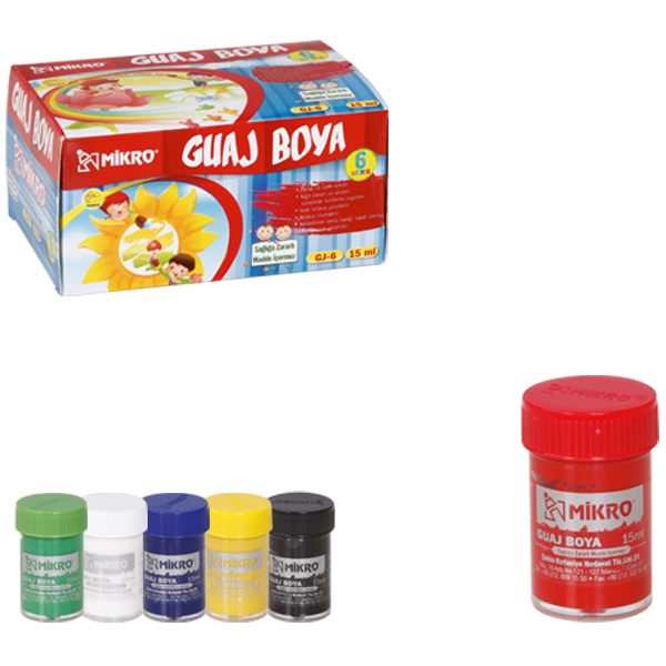 Mikro Guaj Boya Şişe 6 Renk 15 ML GJ-06