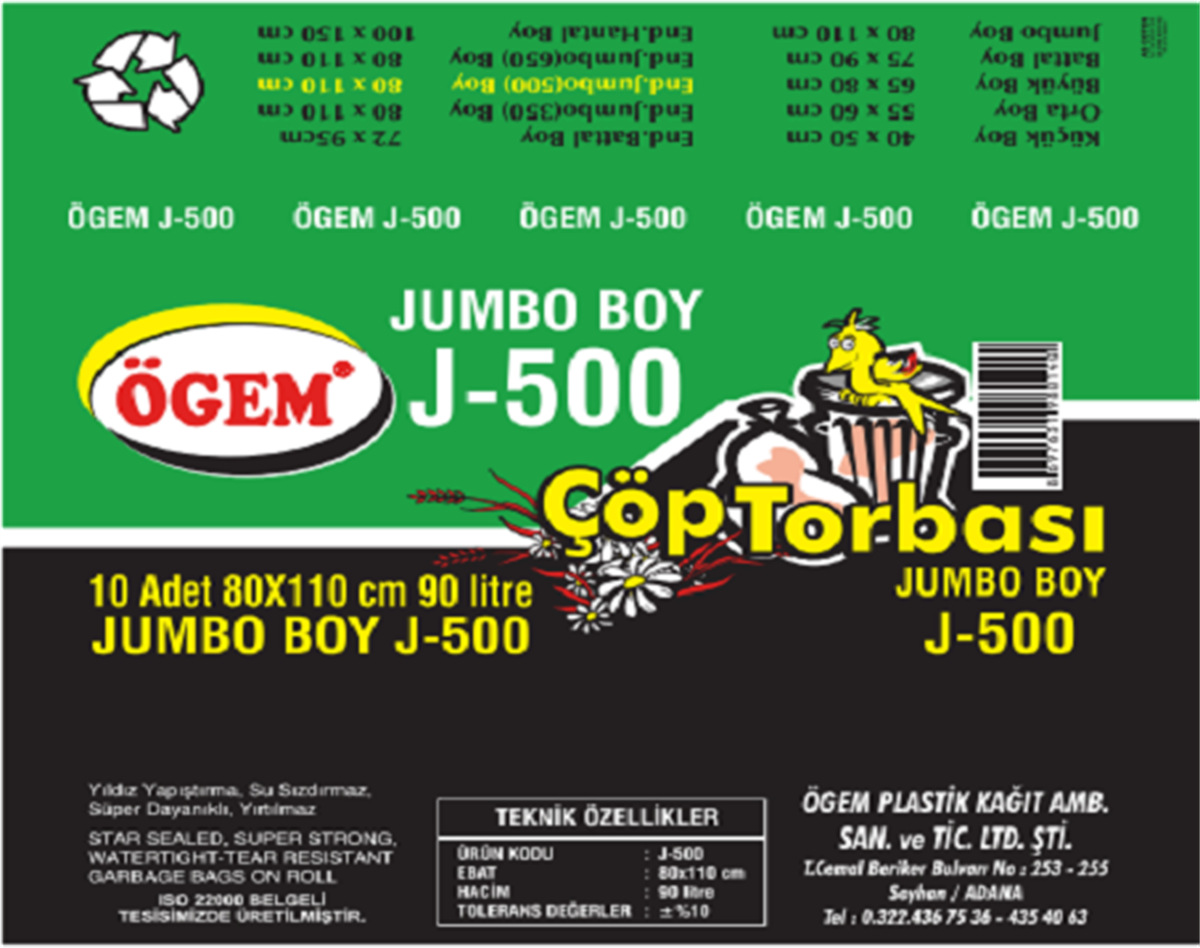 ÖGEM ÇÖP TORBASI AĞIR HİZMET J-500 5 ADET