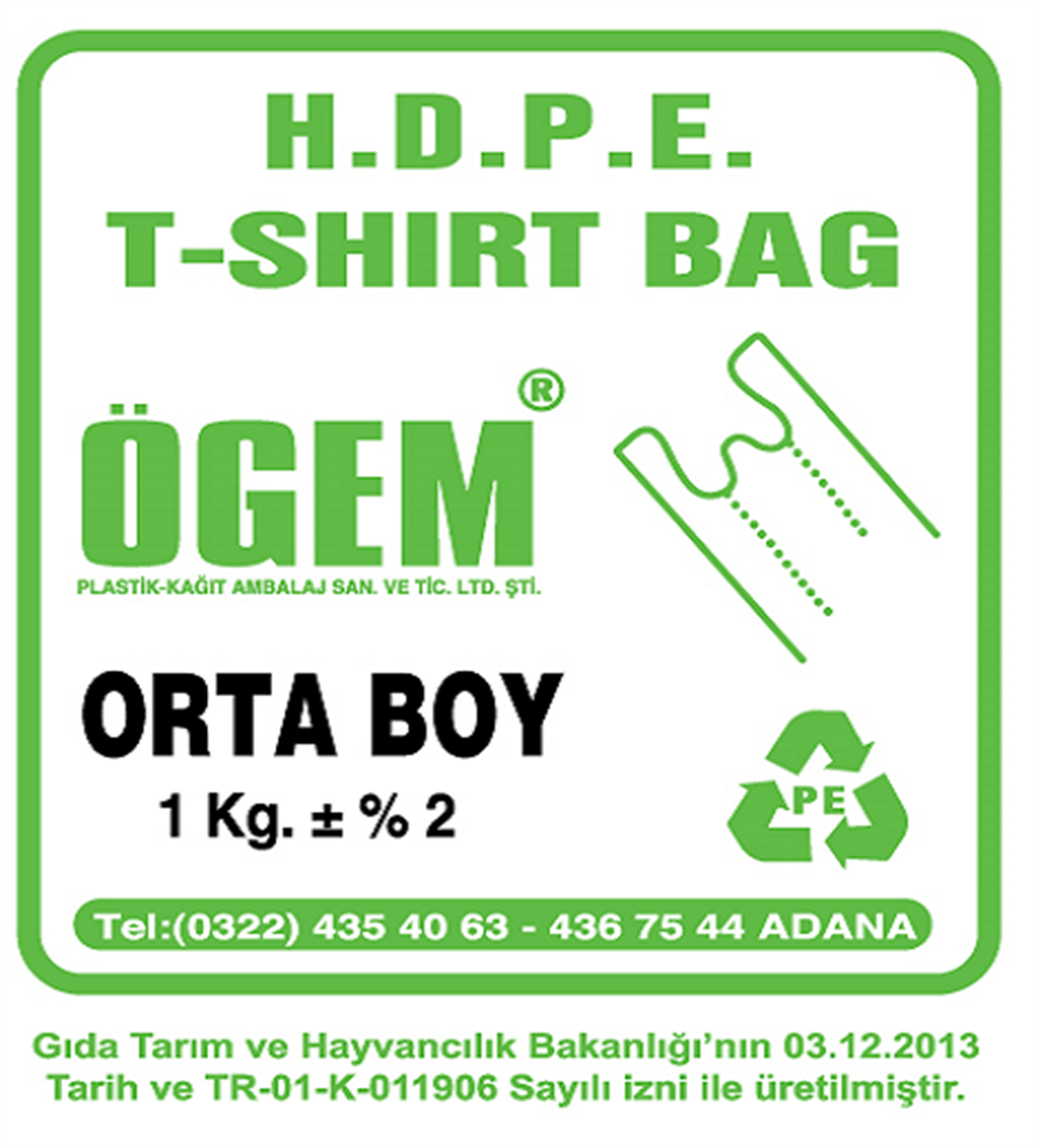 ÖGEM PLASTİK ORTA BOY 750 Gram ATLET POŞET