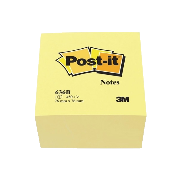 Post-it Yapışkanlı Not Kağıdı Küp 450 YP 76x76 Sarı 636-B