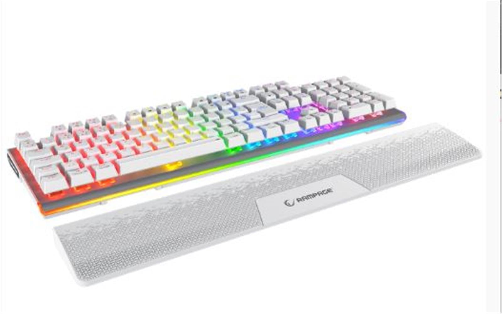 Rampage Carbon Beyaz RGB Q Gaming Oyuncu Klavye Bilek Destekli Red Switch