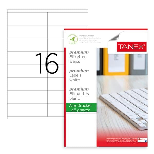 Tanex Laser Etiket 100 YP 105x36 Laser-Copy-Inkjet TW-2316