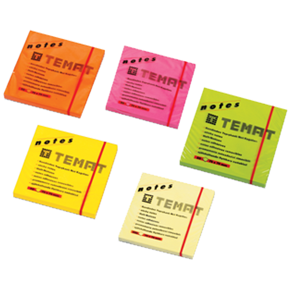 Temat Yapışkanlı Not Kağıdı 75x75 MM Fosforlu Pembe 10612