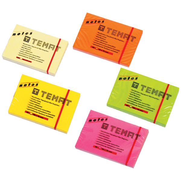 Temat Yapışkanlı Not Kağıt 50x75 MM Fosforlu Yeşil 11074