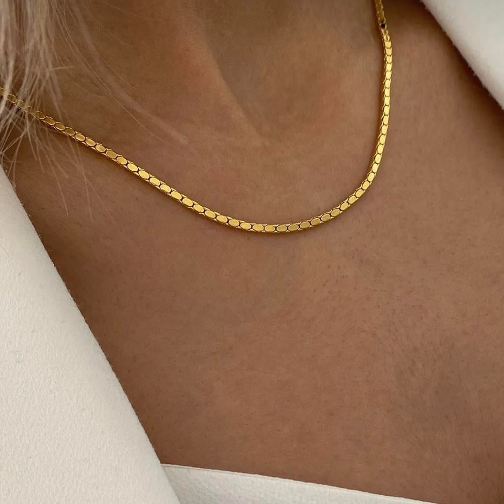 Barley Chain Vintage Hammered Cube Necklace