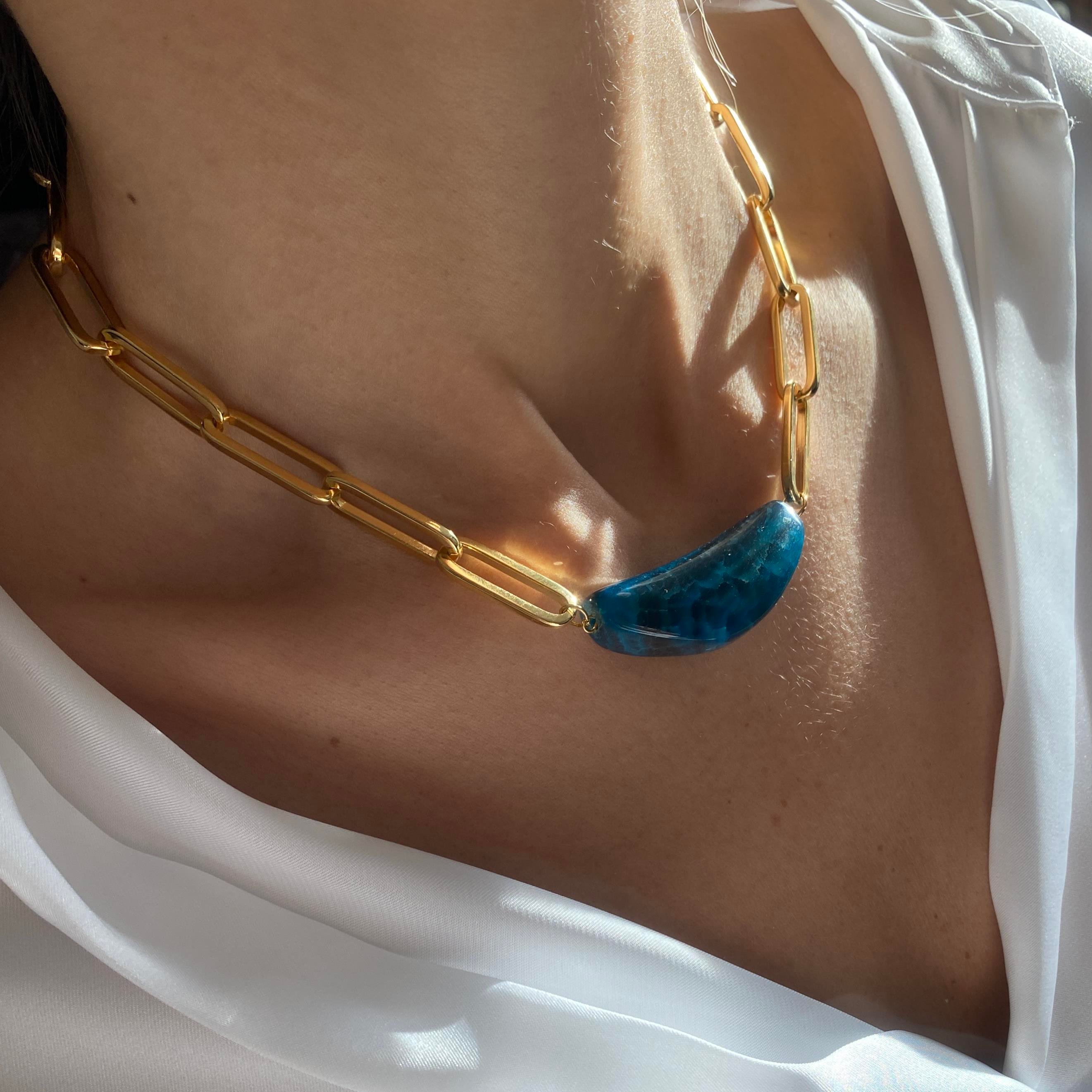 Blue Agate Kolye