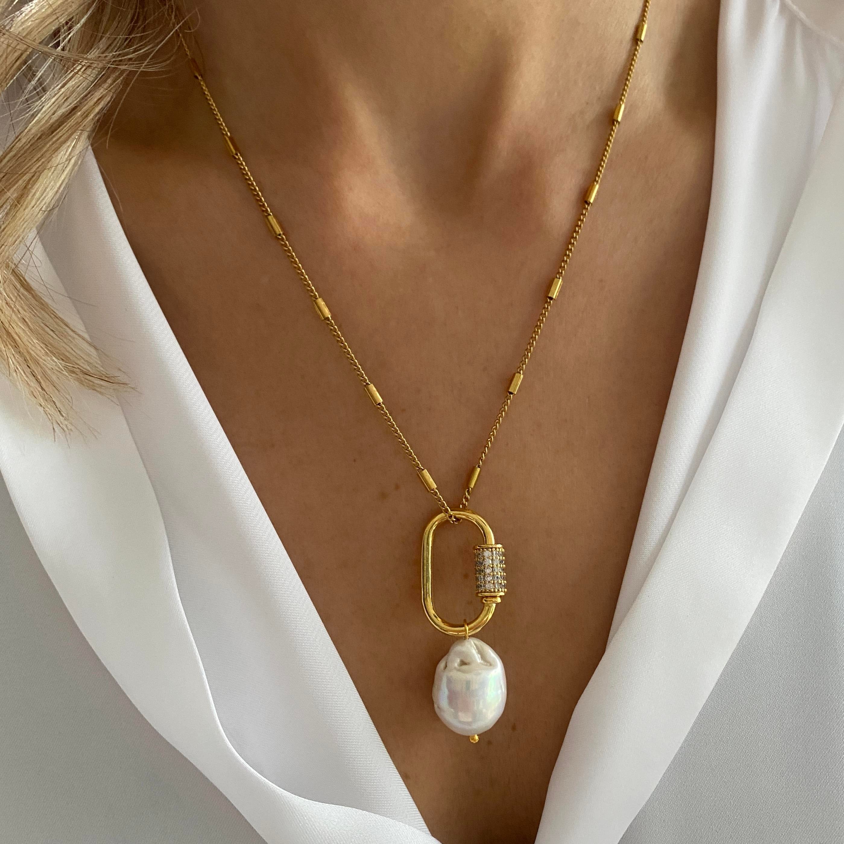 Çelik Baroque Pearl Kolye