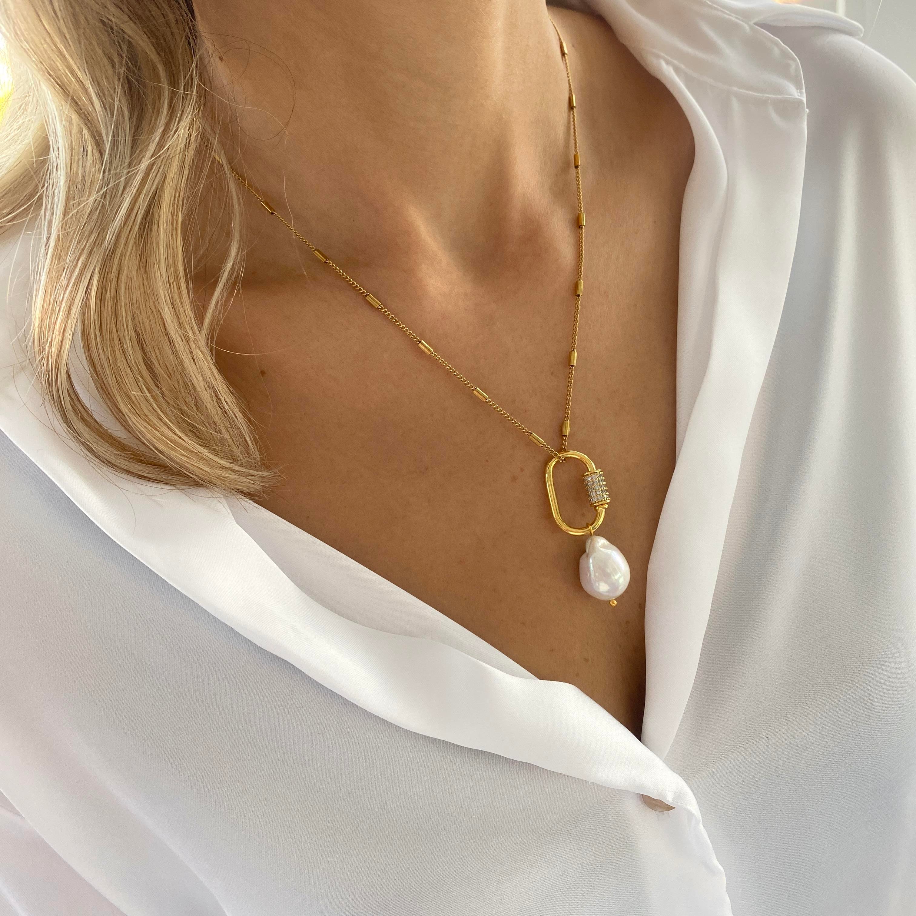 Çelik Baroque Pearl Kolye