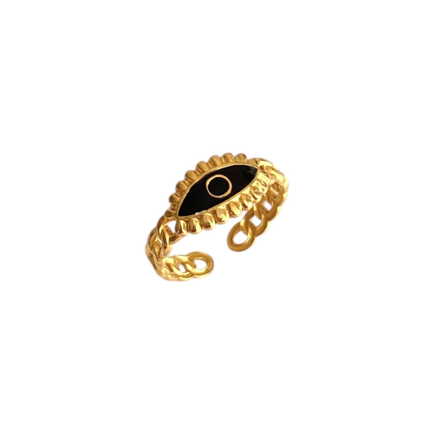 Çelik Black Evil Eye Yüzük