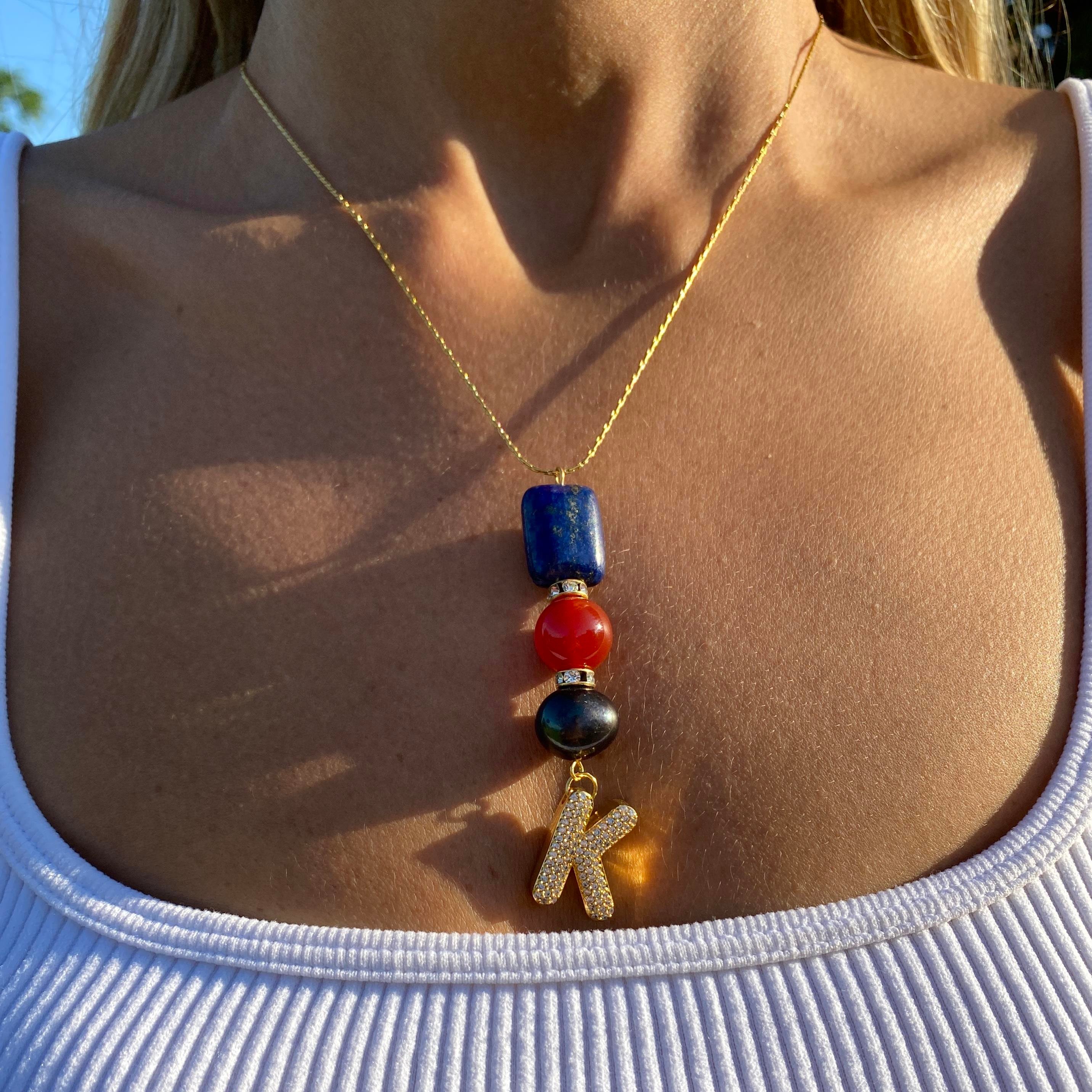 S.Steel Seabloom Letter Necklace