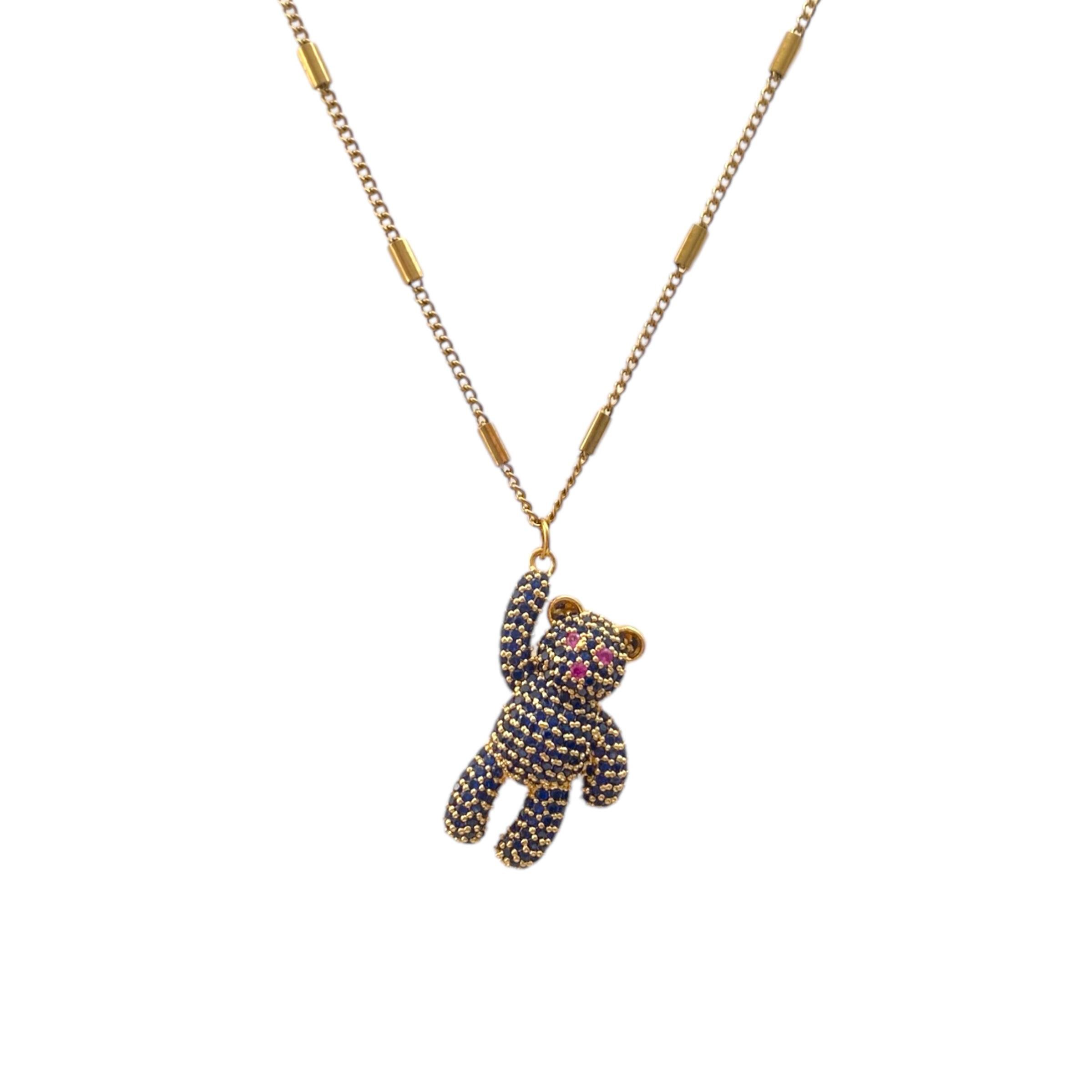 Çelik Teddy Bear Kolye