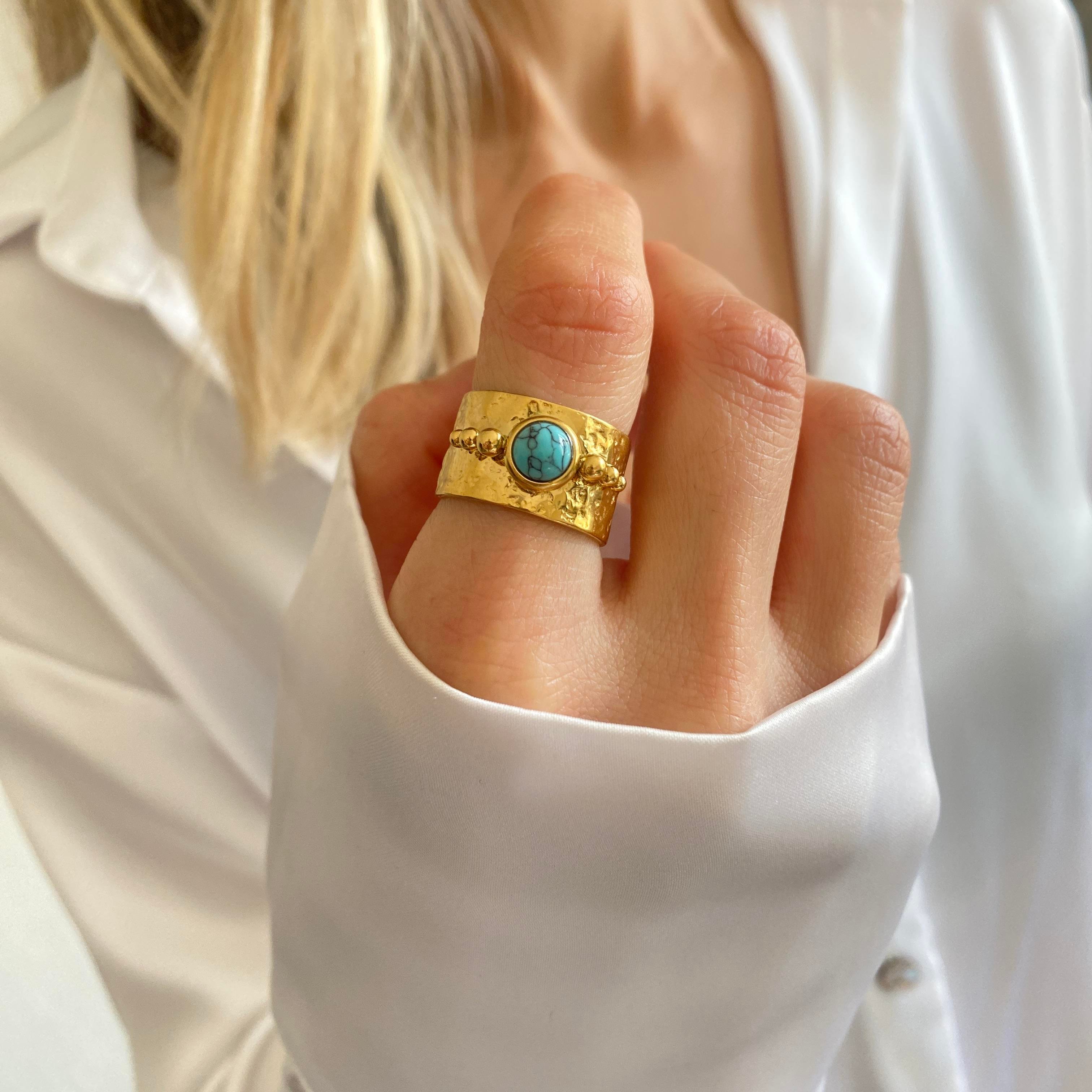 Çelik Turquoise Yüzük