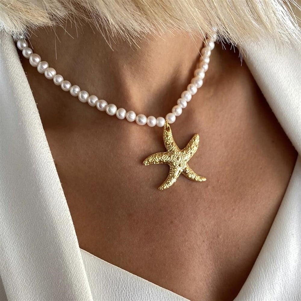 Handmade Barok İnci Yıldız Choker