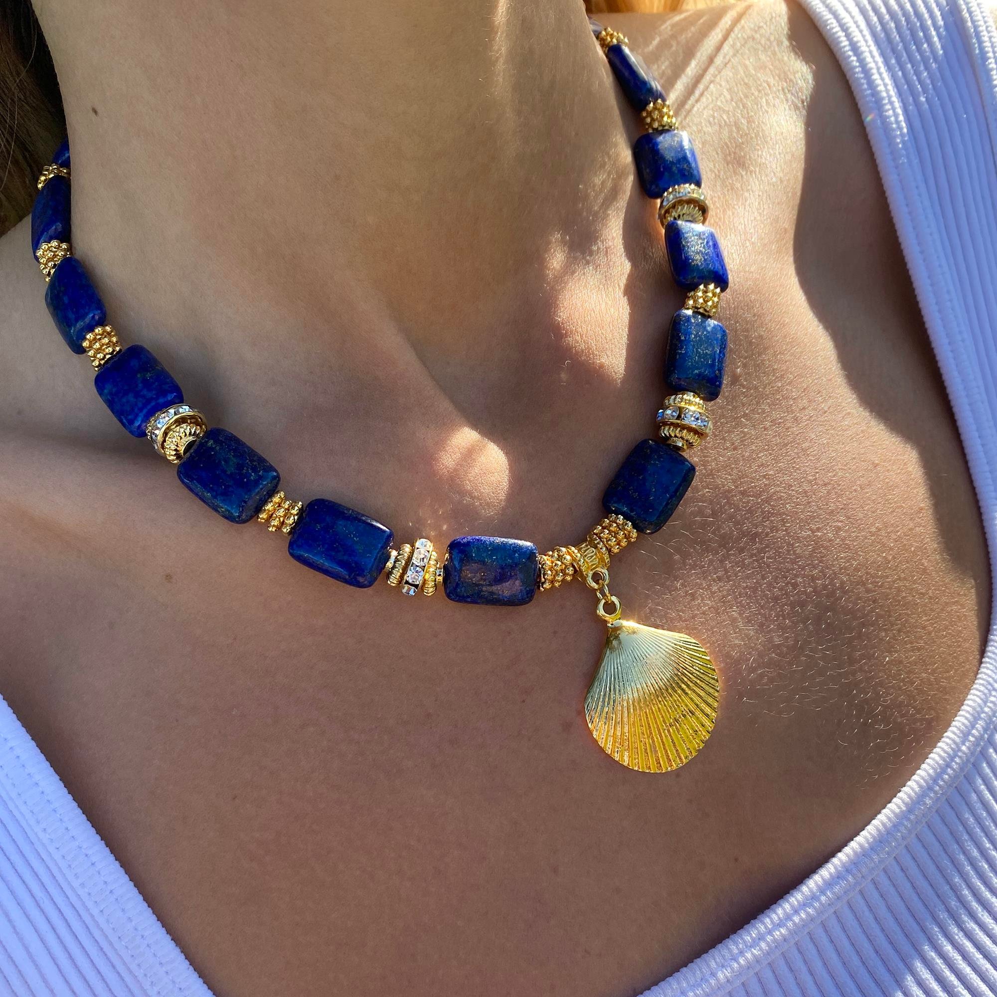 Lapis Lazuli Shell Kolye