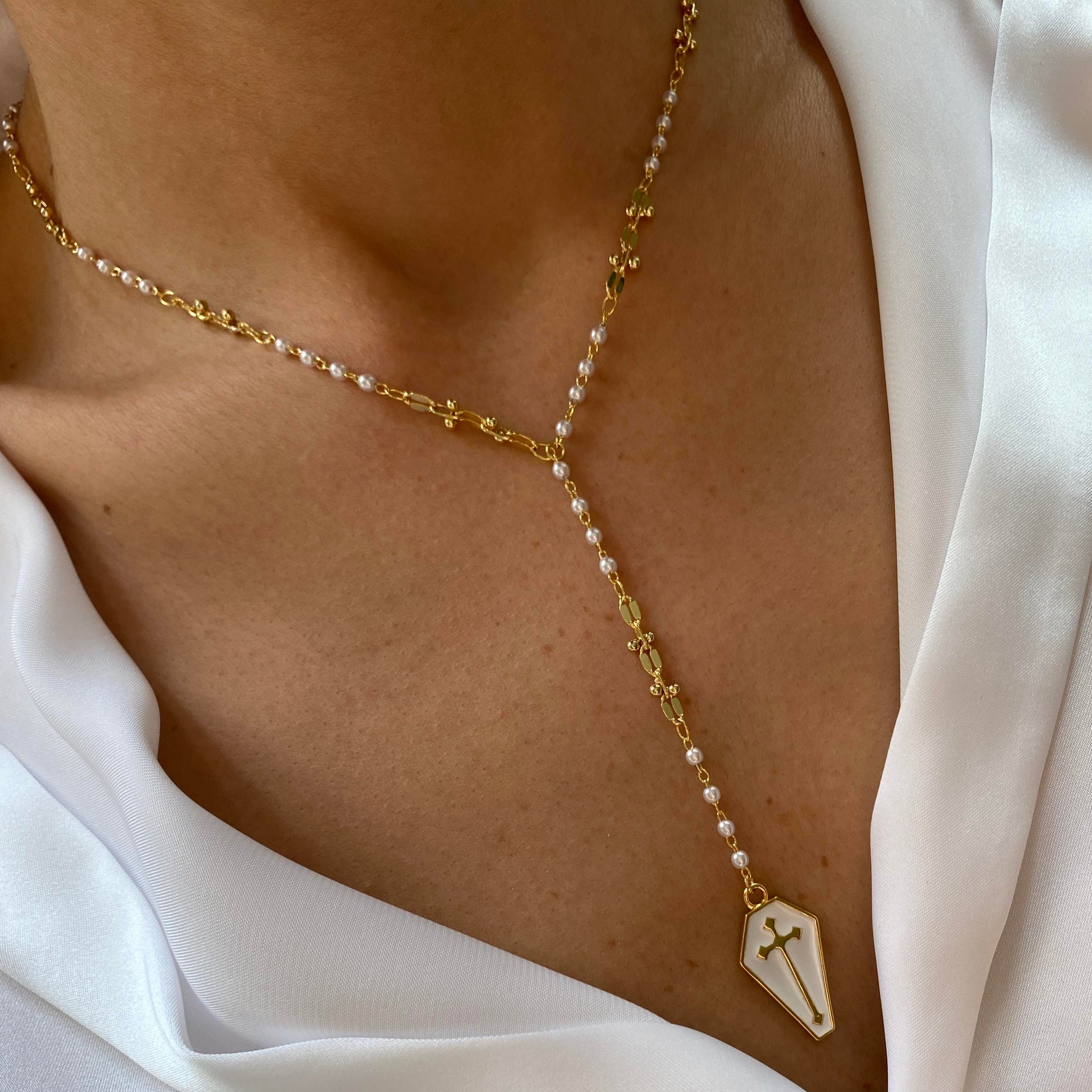 Luxe Pearl Cross Kolye