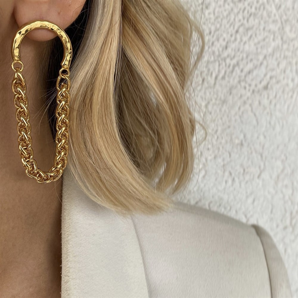 Özel Tasarım Spiga Chain Vintage Dövme Küpe(Çift olarak gönderilir)
