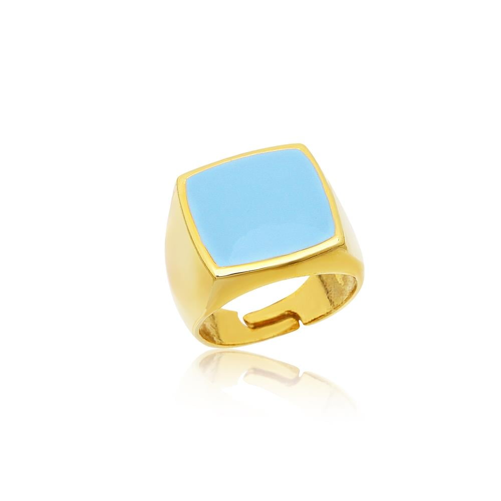Handmade Blue Enameled Ring