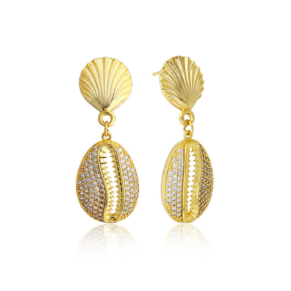 Tasarım Zirkon Shell Küpe(Çift olarak gönderilir)