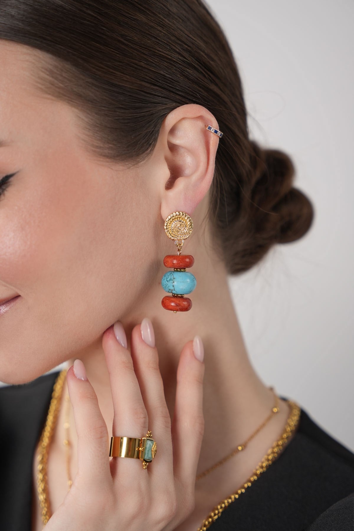 Turquoise vs Coral Harmony Küpe
