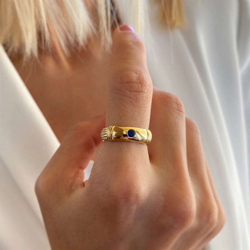 Zirkon Ophelia Yüzük(Taş rengi Lacivert)