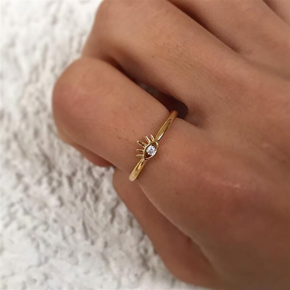 Zirkon Taşlı Minimal Göz Yüzük