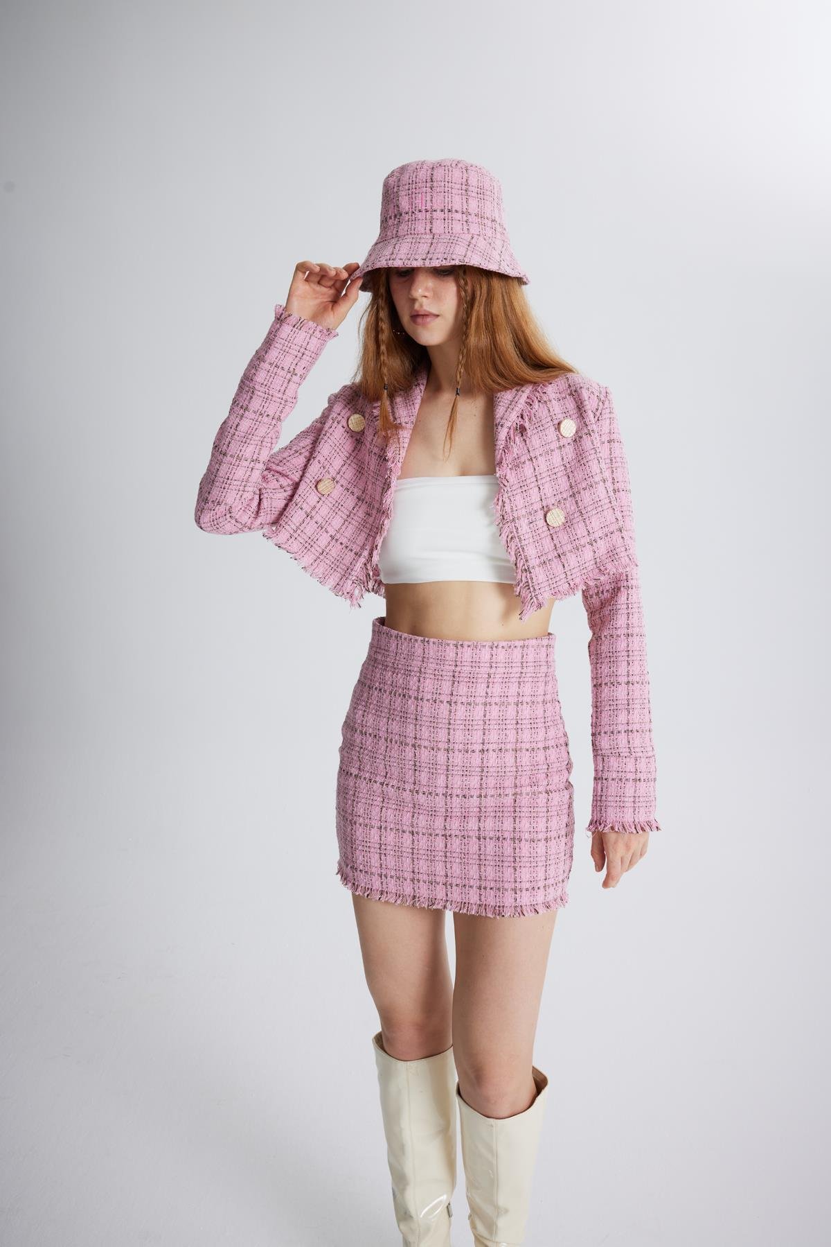Tweed Skirt Pink