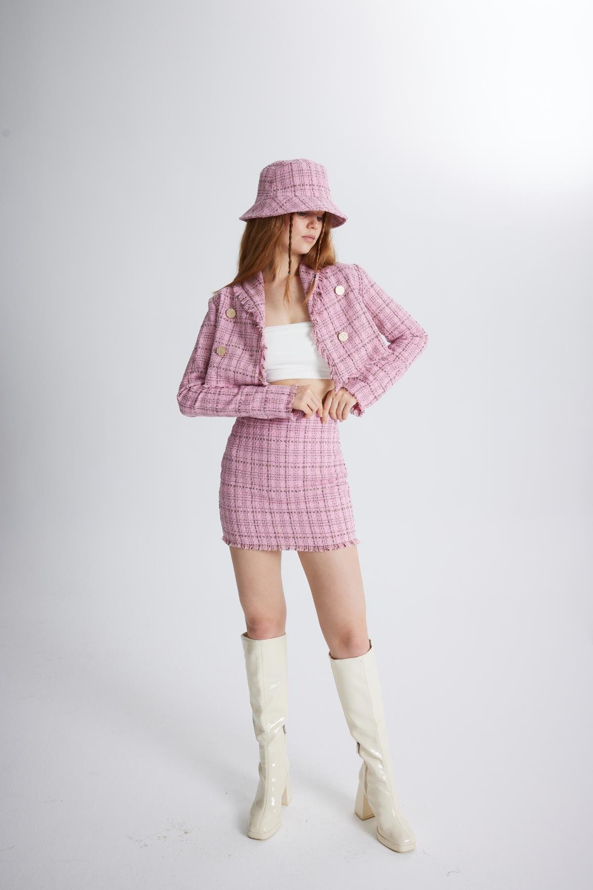 Tweed Ceket Pembe