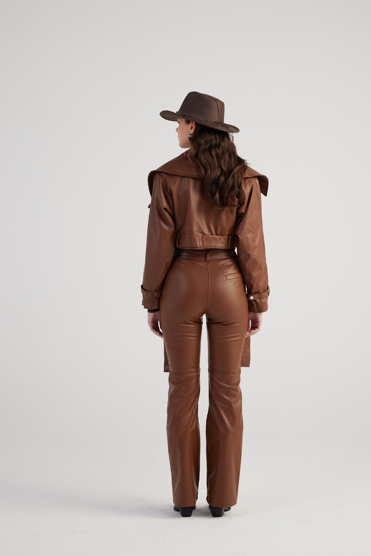 Dolores Leather Trousers Brown