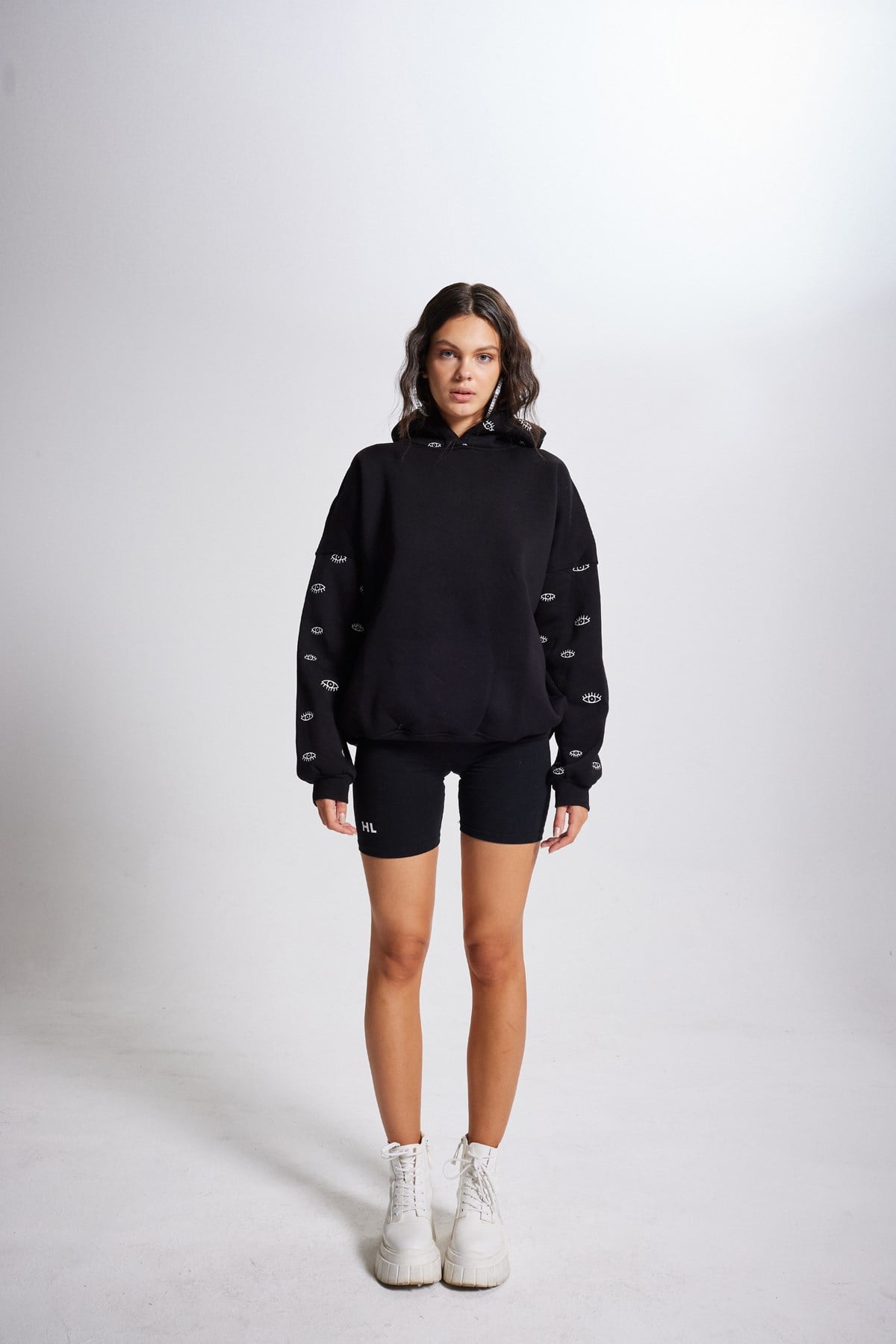 Oversize Kapüşonlu Unisex Eye Sweat Siyah