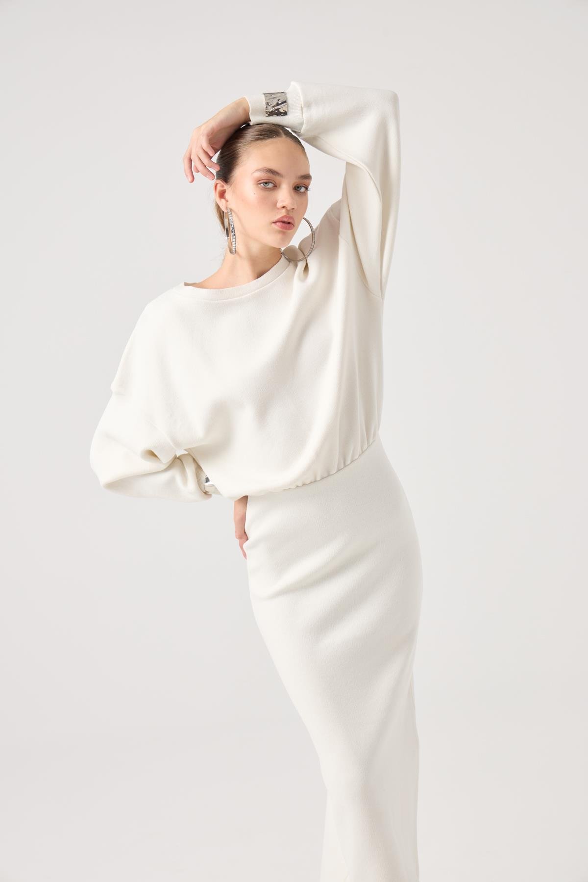 Jacey Triko Elbise Beyaz