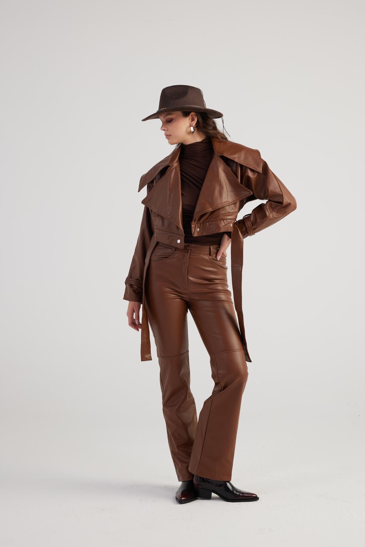 Dolores Leather Trousers Brown
