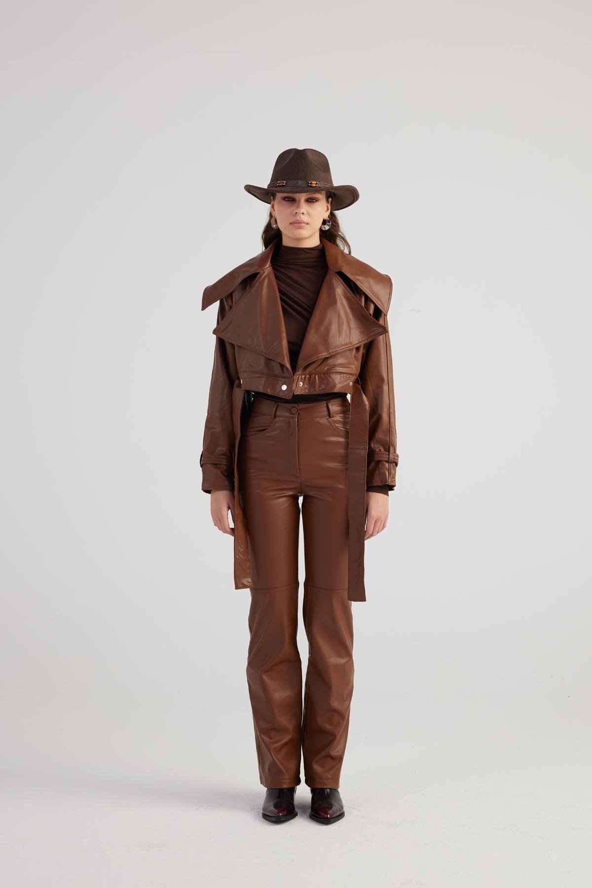 Dolores Leather Trousers Brown