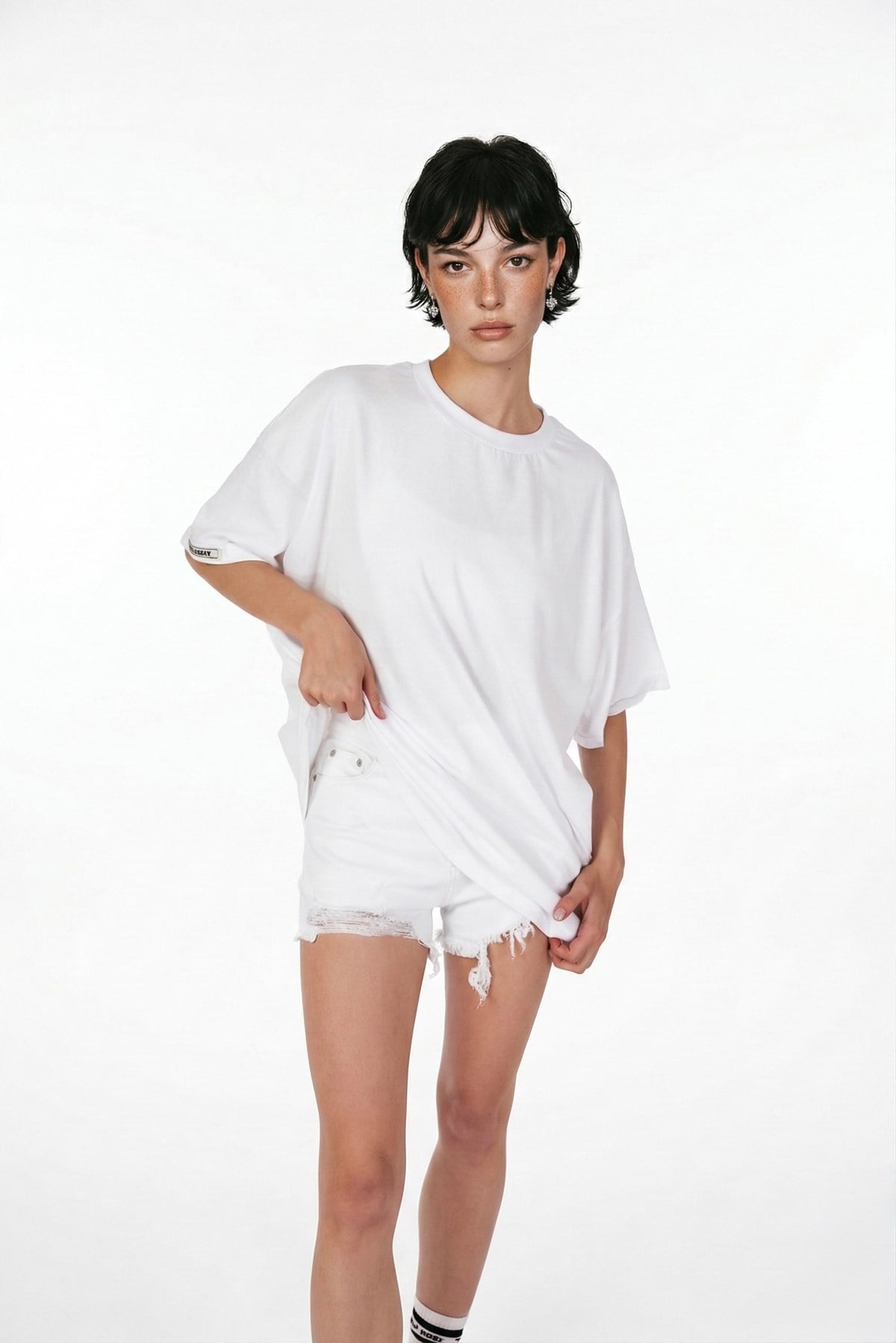  Pamuklu Unisex Oversize Lure Tshirt Beyaz