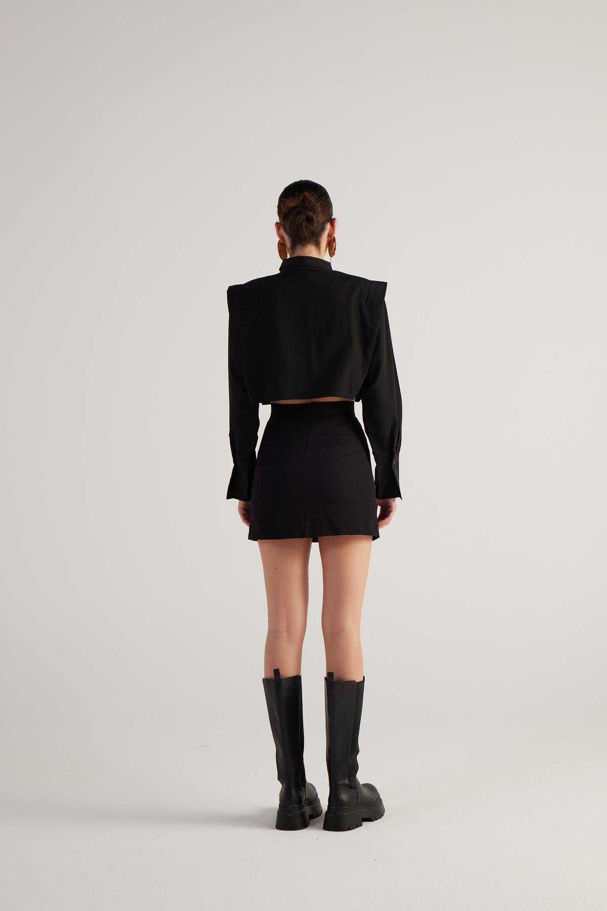 Tria Crop Gömlek Siyah