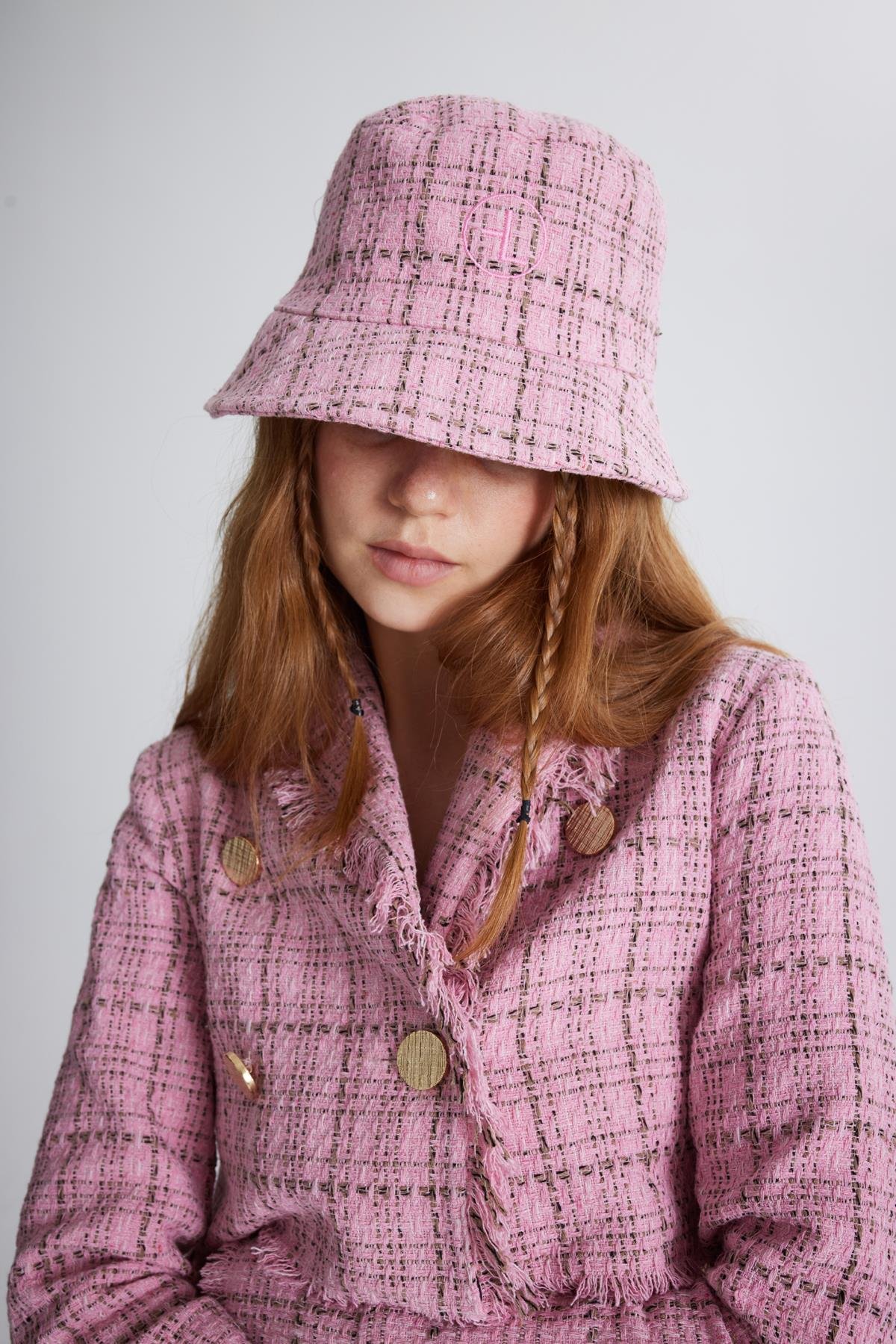 Tweed Bucket Hat Pink