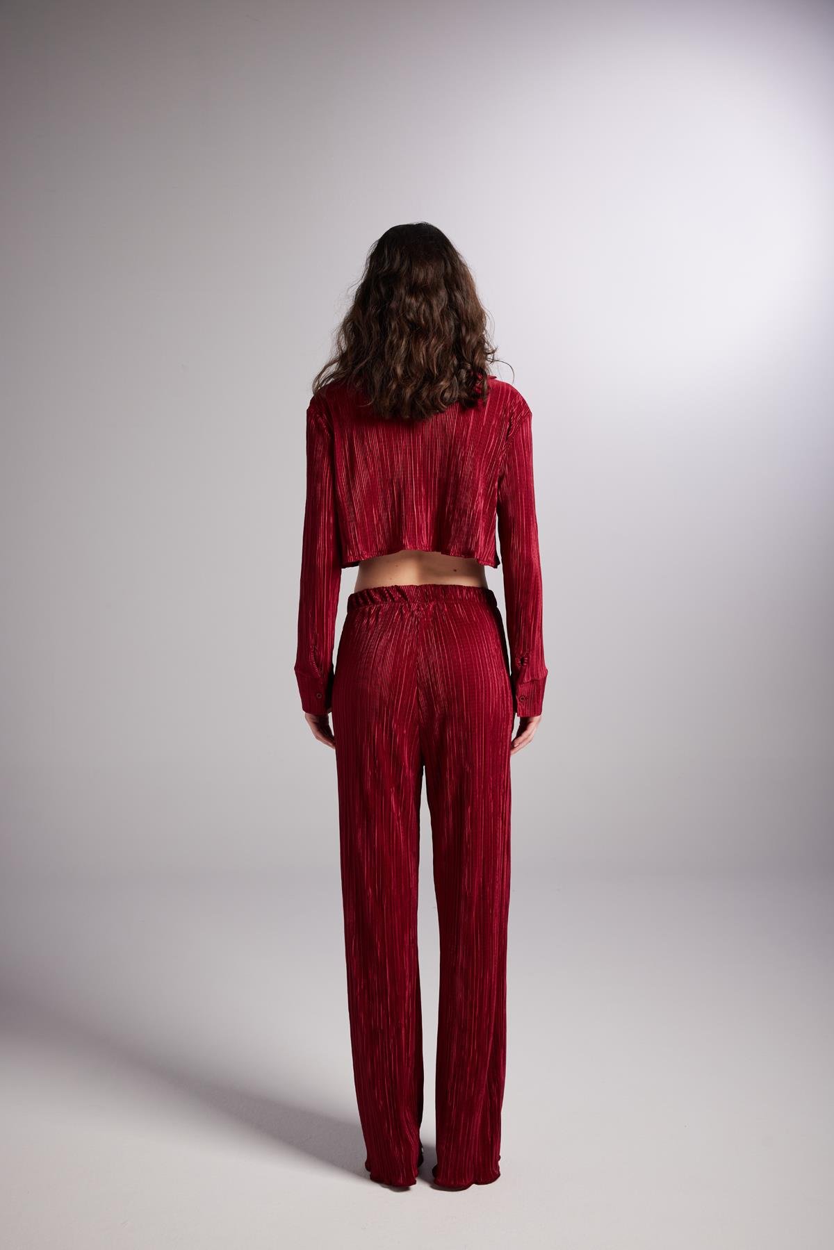 Comfy Crop Gömlek Bordo