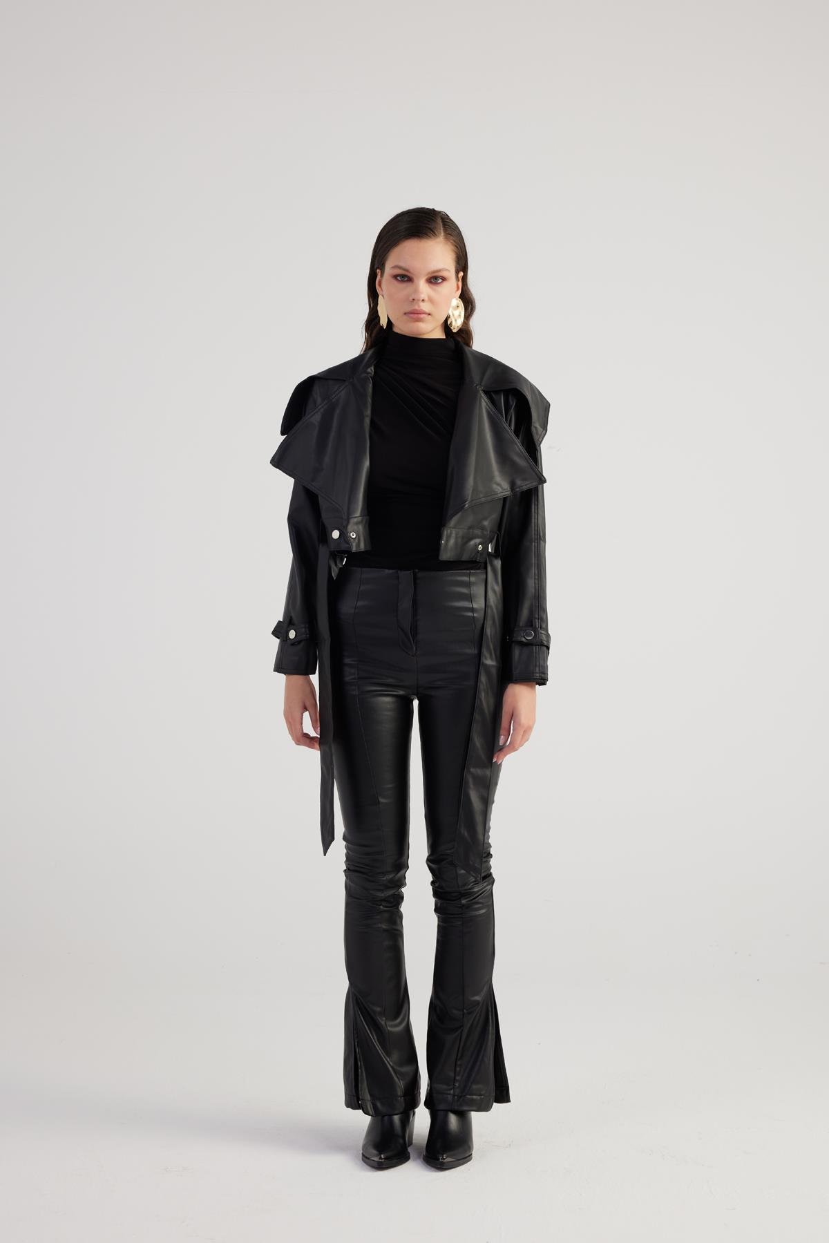 Neeko Leather Trousers Black