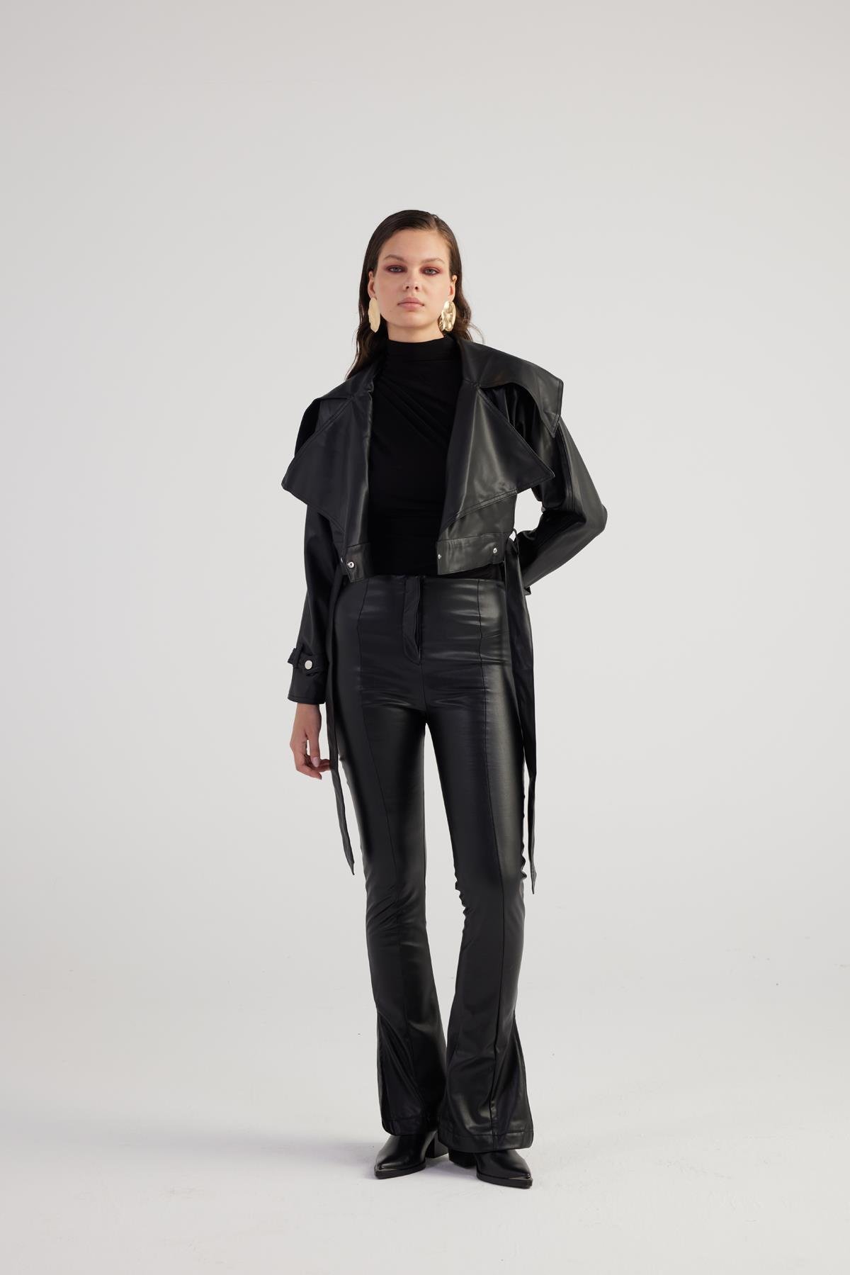 Neeko Leather Trousers Black