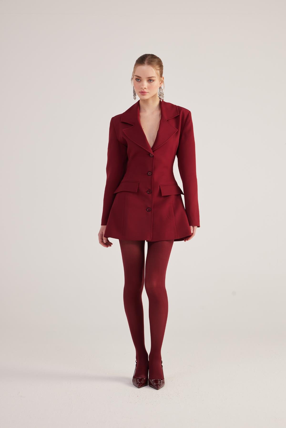 Deja Blazer Ceket Bordo