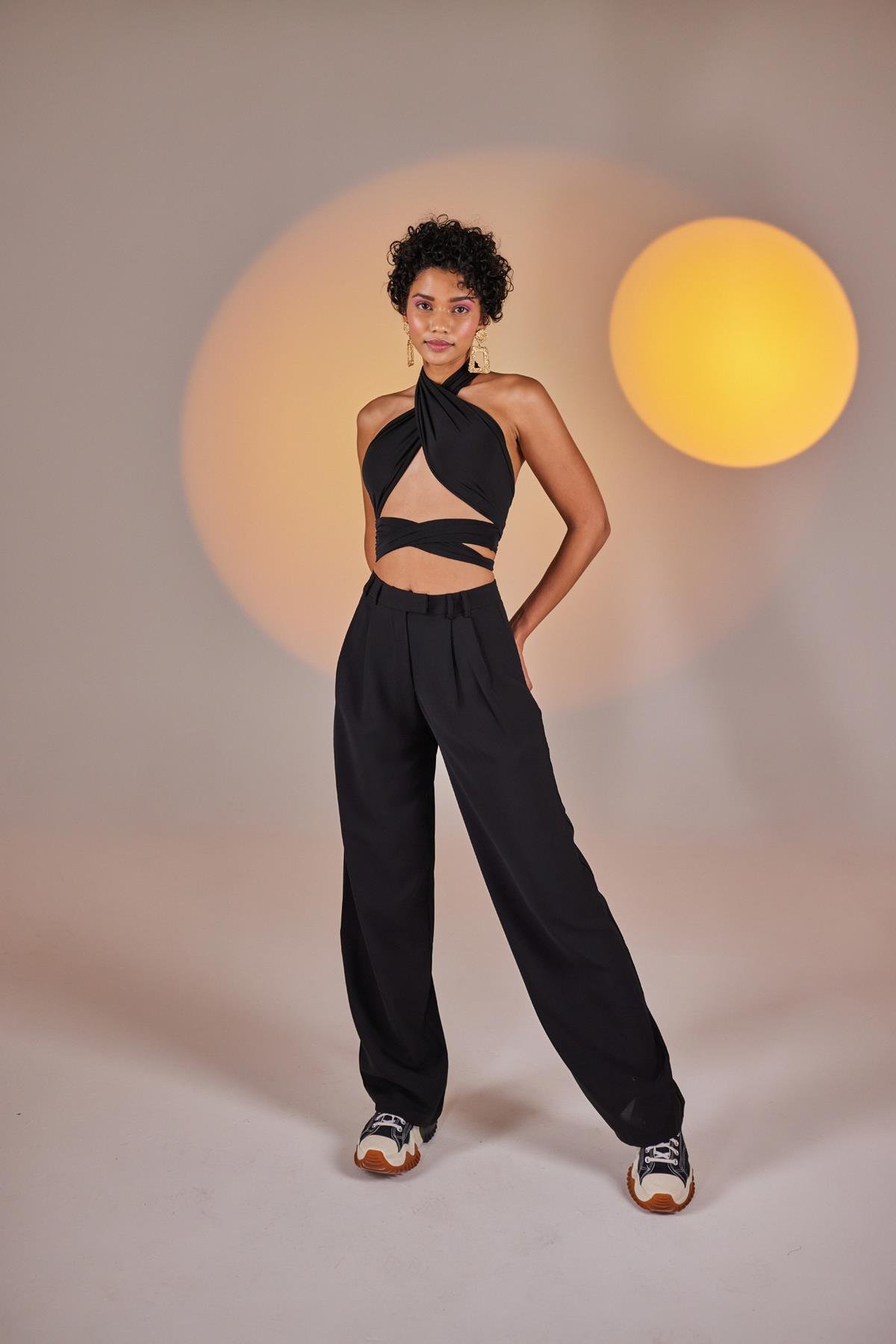 Wrap Top Siyah