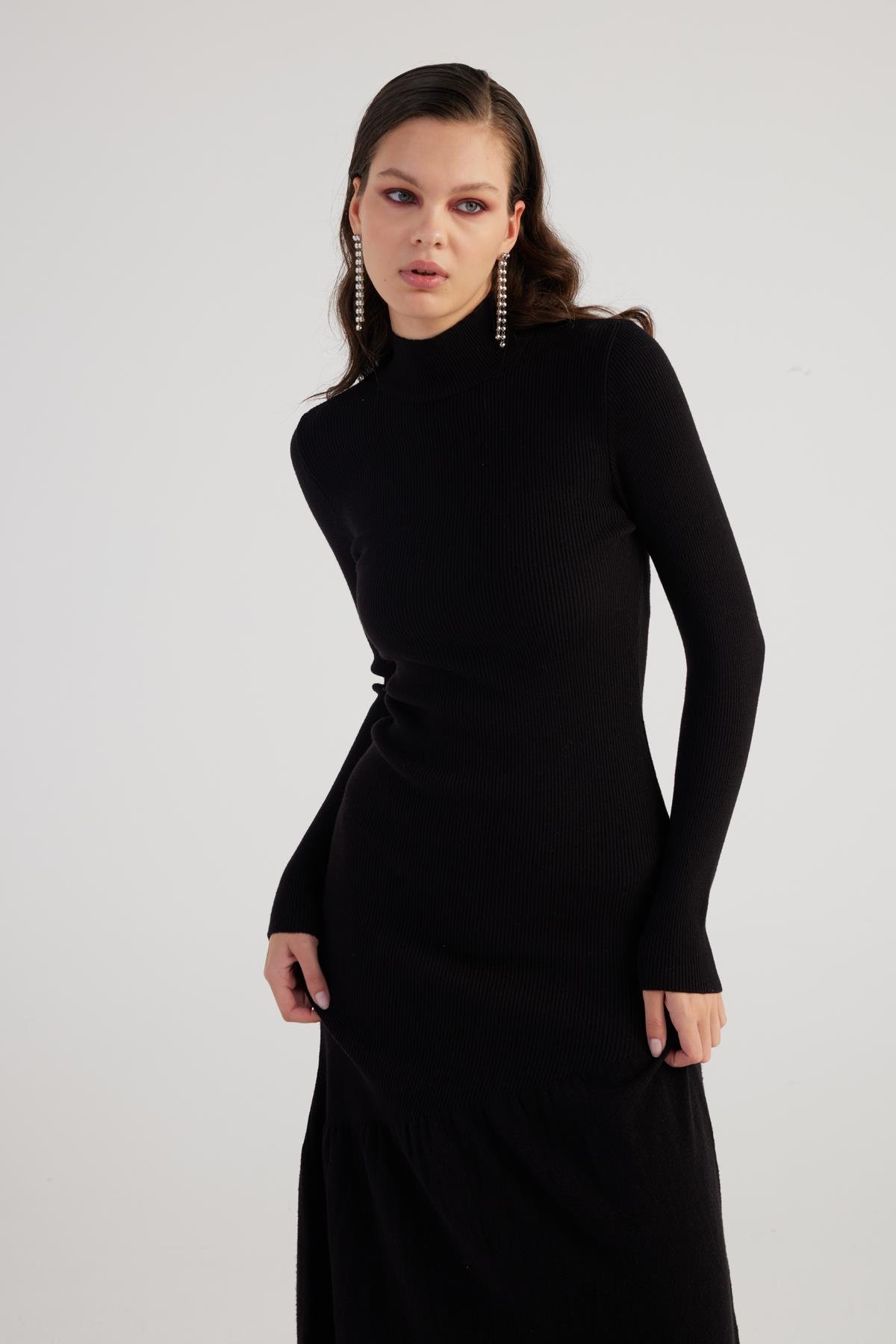 Sally Triko Elbise Siyah