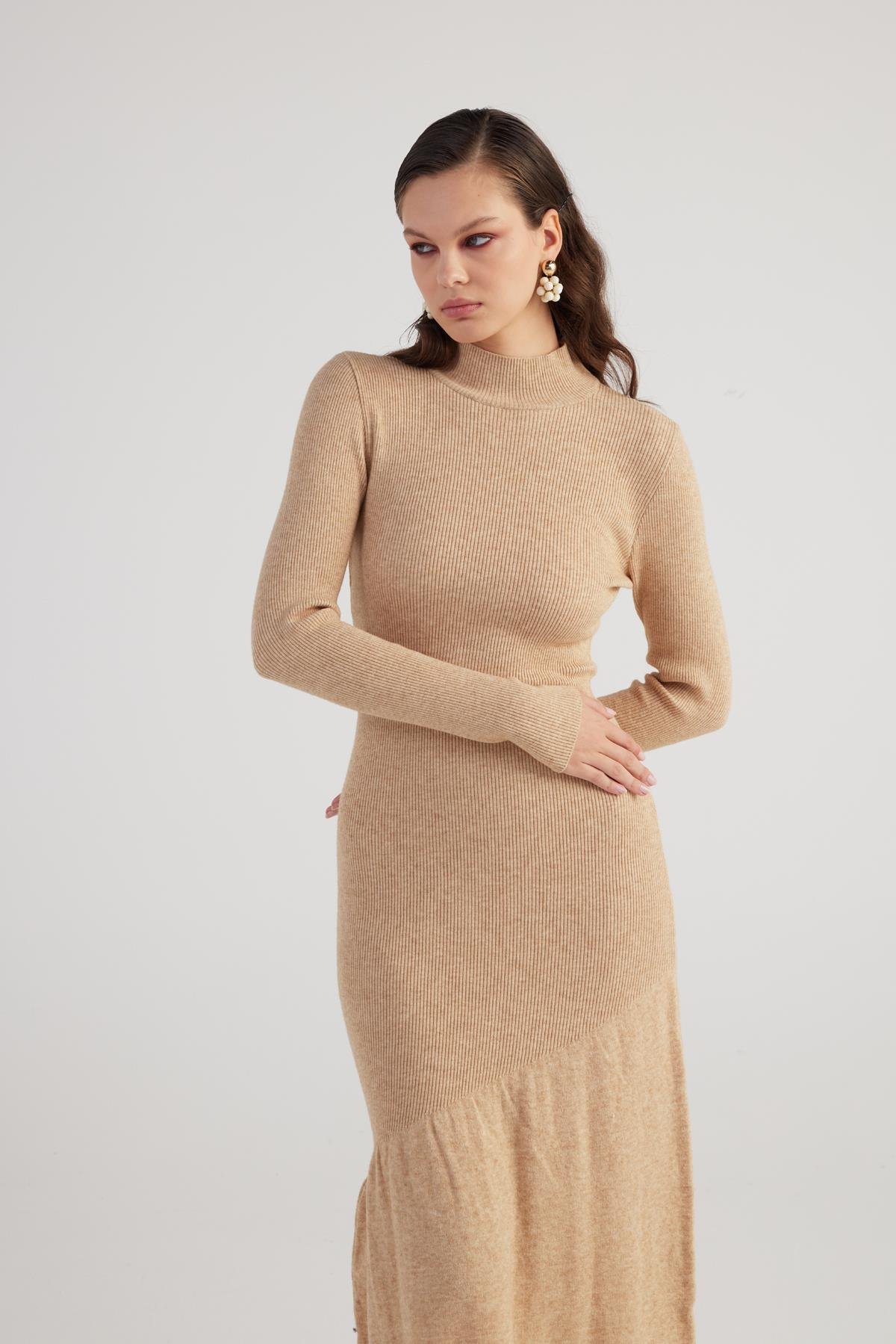 Sally Knitwear Dress Beige