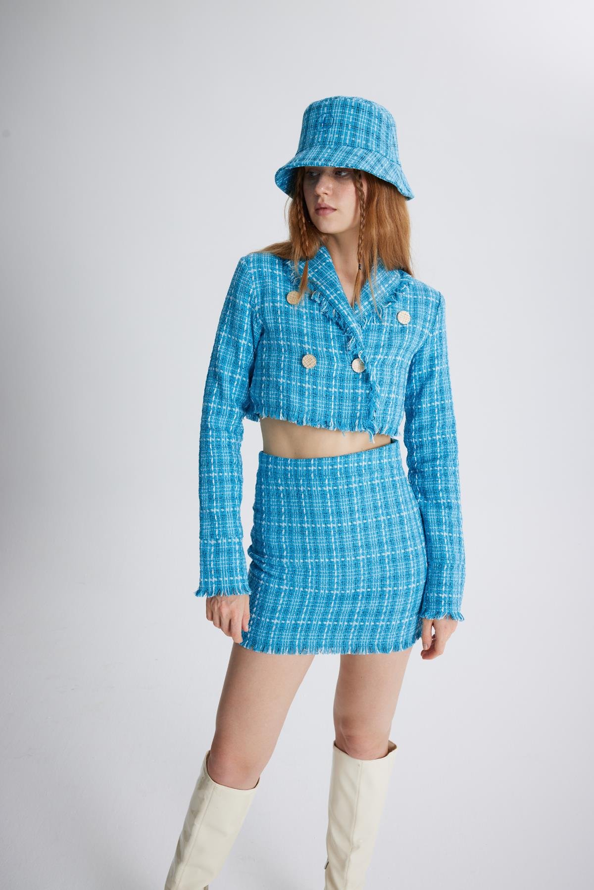 Tweed Skirt Blue