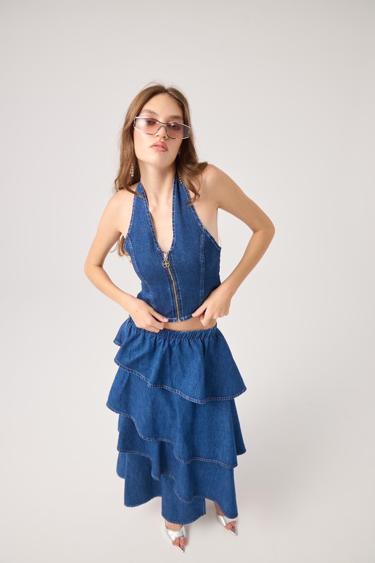 Kaela Jean Yelek Mavi