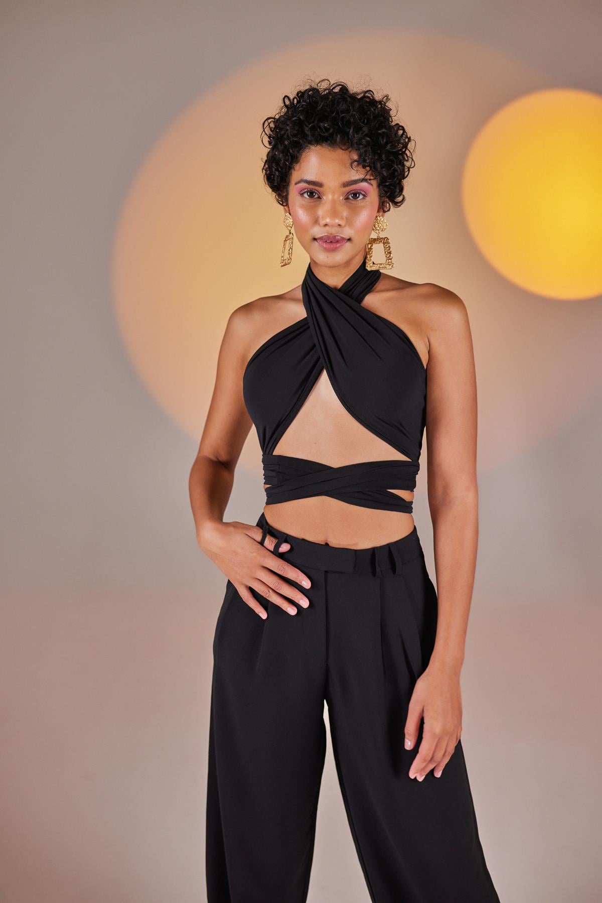 Wrap Top Siyah