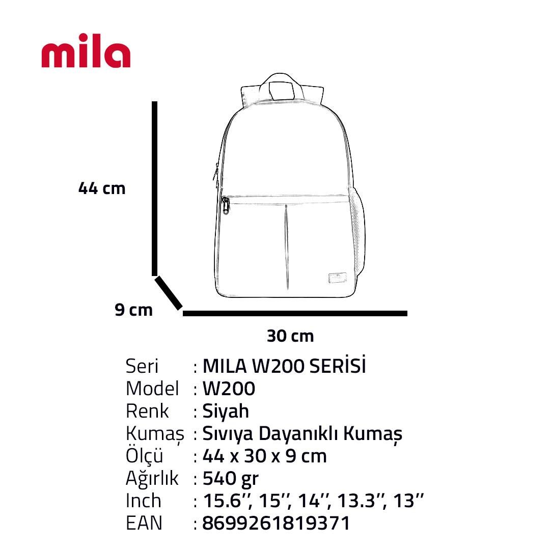 Classone 15,60 inch Uyumlu W200- Mila serisi  Macbook, Laptop , Notebook Sırt Çantası  – Siyah